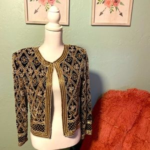Laurence Kazer Vintage Silk Sequin Short Jacket